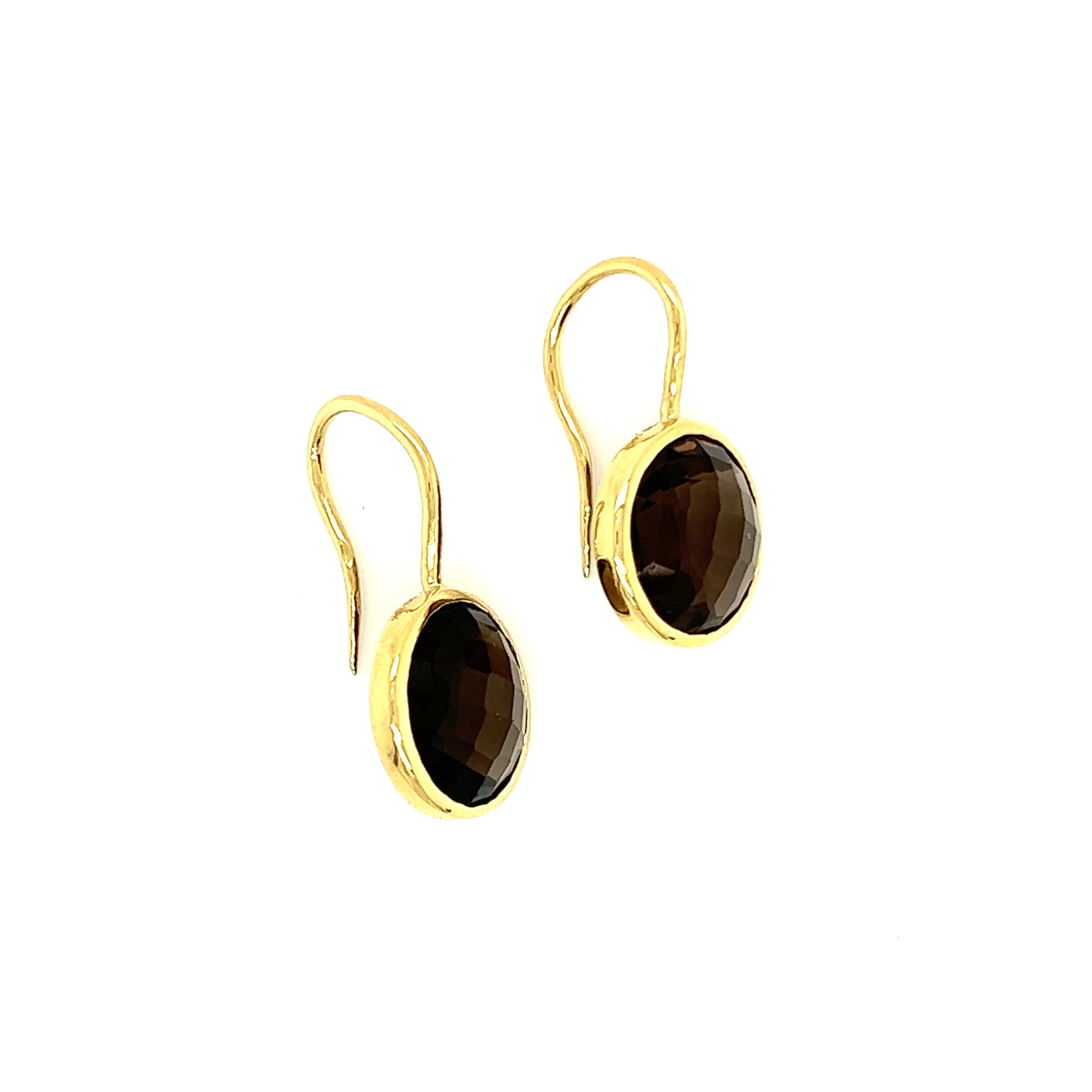 Smoky Quartz Dangle Earrings with French Wires in 14K Yellow Gold