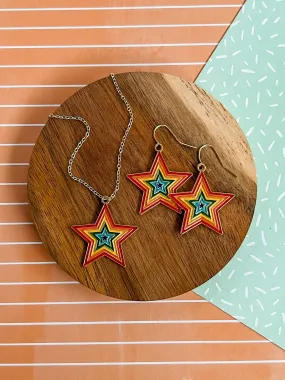 Star Power Rainbow Necklace and Earrings