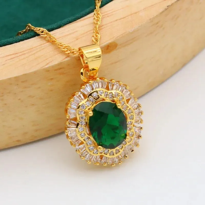 Stud Earrings   Ring   Necklace   Bracelet Elegant Jewelry Set 18k Gold Plated Inlaid Emerald Stone Wedding Jewelry Gifts For Eid