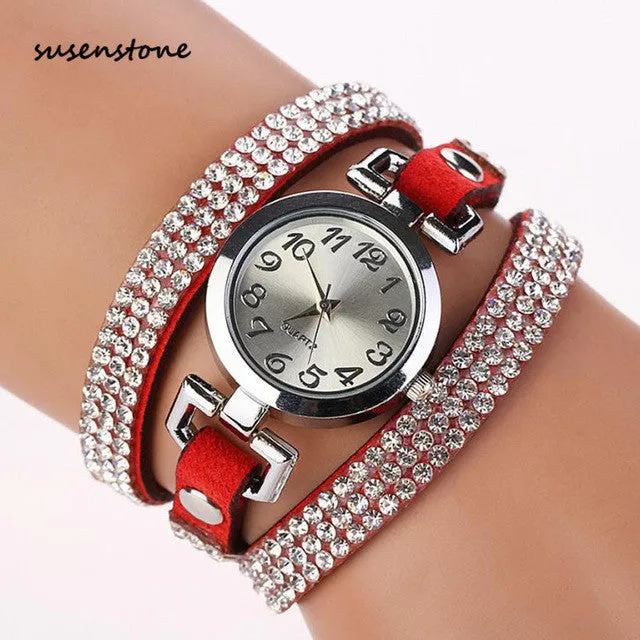 SUSENSTONE Brand New Famous Brand Watch Fashion Women Luxury Dress Watches 8 colors Quartz Watch Bracelet Watch Female clock Y30