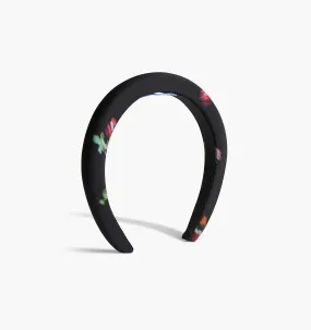 The Alice Headband - Black Ikat Floral Taffeta