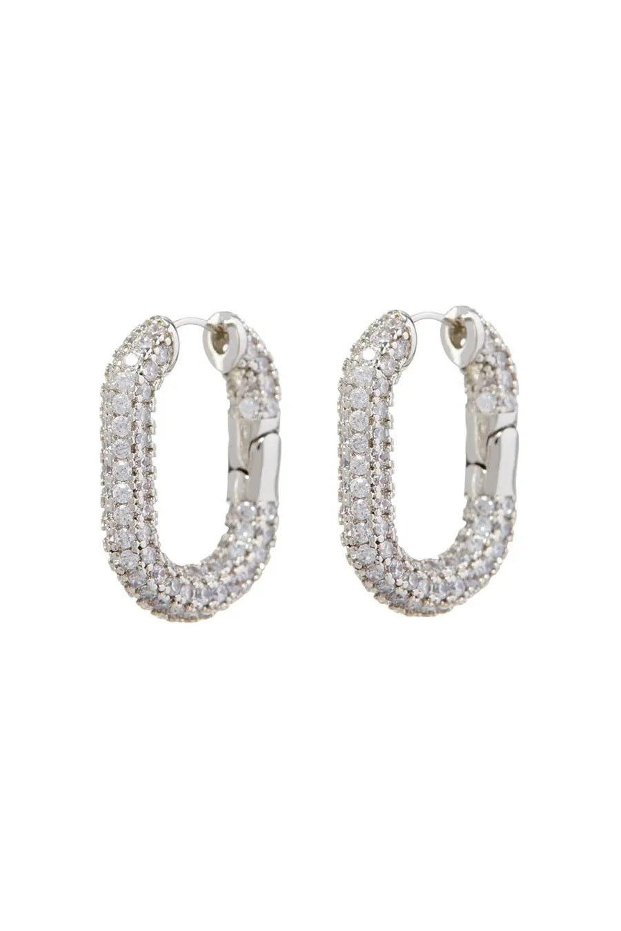 XL Pave Chain Link Hoops ~ Silver